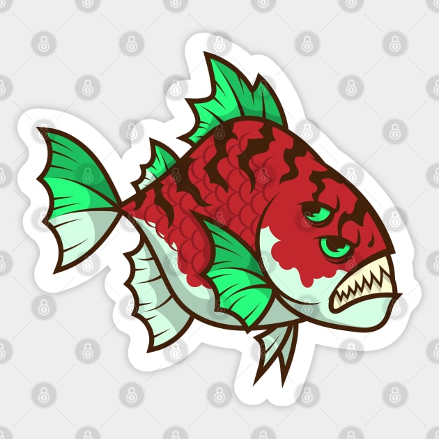 Red Fish Dangerous Fish Sticker by JenniferSmith